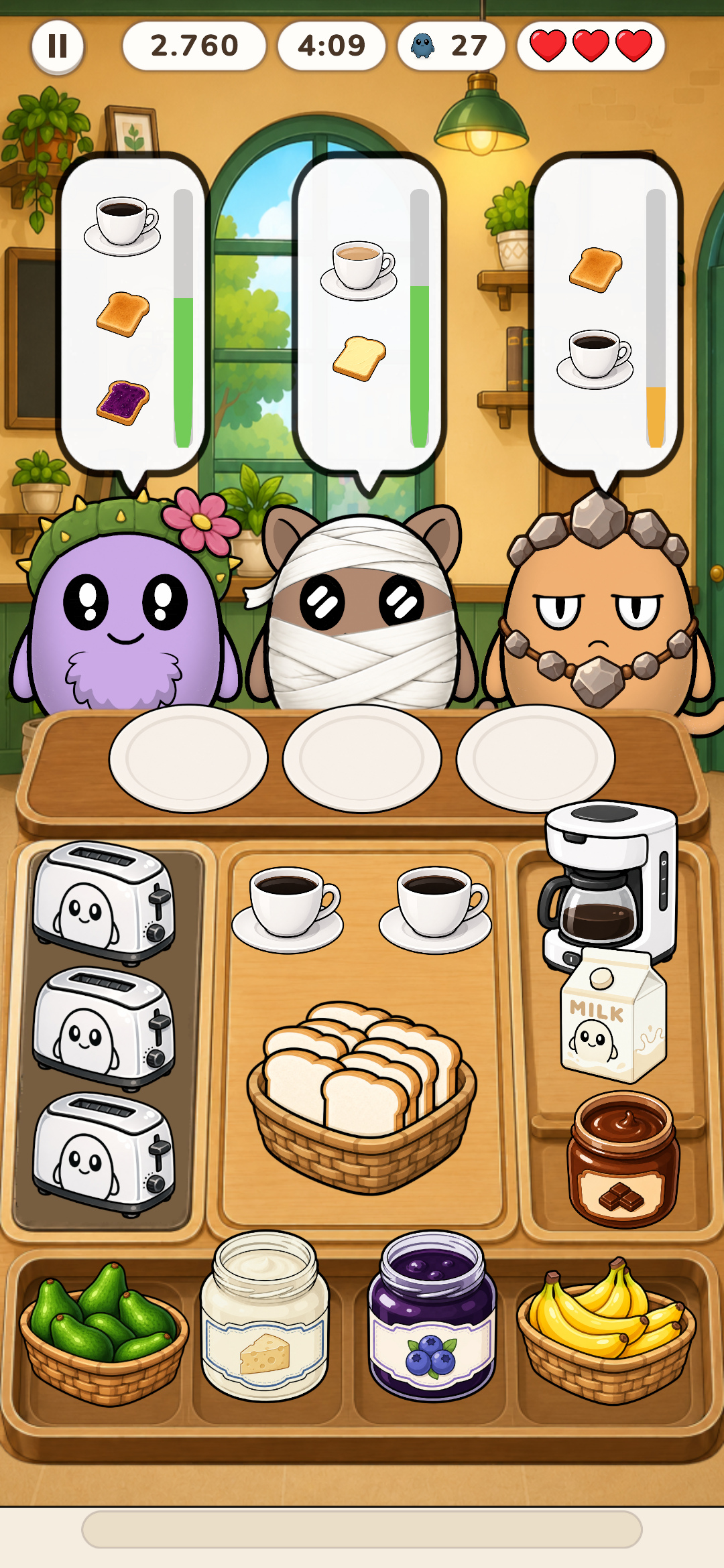 The café minigame in Pochi: Virtual Pet.
